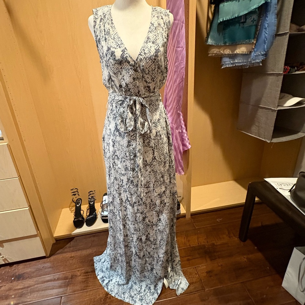 L'AGENCE Silk Wrap Maxi Dress S